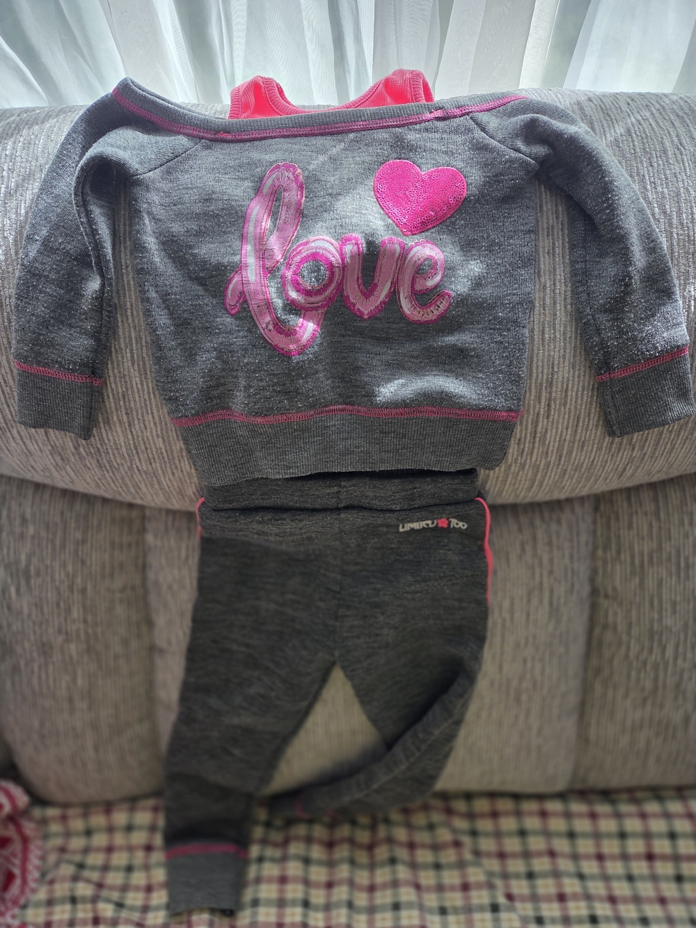 Limited Too Gray and Hot Pink 'Love' Two-Piece Set